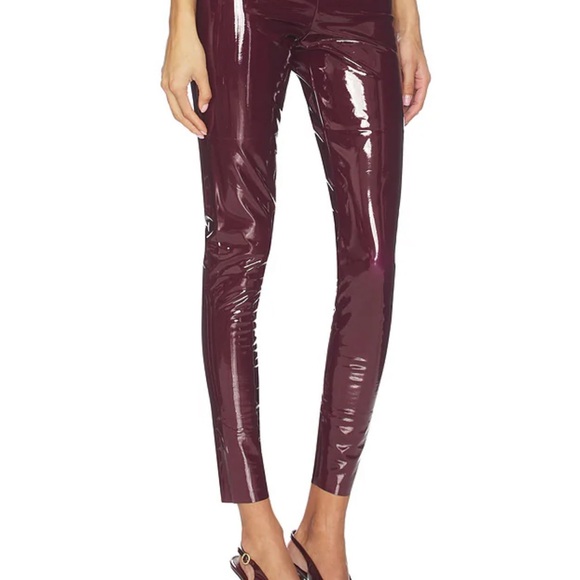 SPANX Faux Patent Leather Leggings in Ruby Red Burgundy - Picture 6 of 7